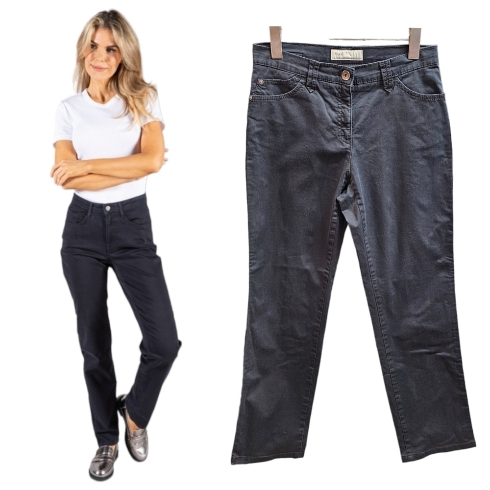 Brax City Sport Carola Dark Navy Trouser Chino Pants Size 27 Cotton Straight Leg